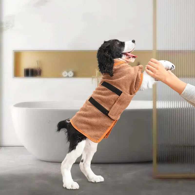 Super absorbent dog bathrobe - Quick-drying pet towel pack, suitable for small/large dogs and cats, full-body coverage, comforta
